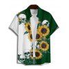Gothic Couple Outfit Contrast Color Sunflower Skulls Pattern Ruched Bust Belt Sweetheart Neck A Line Mini Dress and Button Up Shirt Holiday Matching Outfit - Vert profond S | US 4