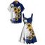 Gothic Couple Outfit Contrast Color Sunflower Skulls Pattern Ruched Bust Belt Sweetheart Neck A Line Mini Dress and Button Up Shirt Holiday Matching Outfit - Noir S | US 4