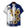 Gothic Couple Outfit Contrast Color Sunflower Skulls Pattern Ruched Bust Belt Sweetheart Neck A Line Mini Dress and Button Up Shirt Holiday Matching Outfit - Bleu profond S | US 4