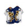 Gothic Couple Outfit Contrast Color Sunflower Skulls Pattern Ruched Bust Belt Sweetheart Neck A Line Mini Dress and Button Up Shirt Holiday Matching Outfit - Bleu profond S | US 4