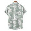 Chemise de Vacances Fleurie Imprimée Boutonnée à Manches Courtes - Vert clair M