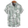 Chemise de Vacances Fleurie Imprimée Boutonnée à Manches Courtes - Vert clair M