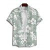 Chemise de Vacances Fleurie Imprimée Boutonnée à Manches Courtes - Vert clair M