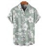 Tropical Print V Neck Split Hem Flutter Sleeve Vacation Dress And Short Sleeve Shirt Matching Outfit - Vert clair S | US 4