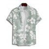 Tropical Print V Neck Split Hem Flutter Sleeve Vacation Dress And Short Sleeve Shirt Matching Outfit - Vert clair S | US 4