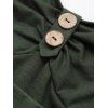 Casual Women Outfit Mock Button Ruched Bust Asymmetrical Hem Self Belted Dress and Sequins Butterfly Earrings Buckle Strap Chunky Heels Sandals Set - Vert profond S | US 4