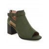 Casual Women Outfit Mock Button Ruched Bust Asymmetrical Hem Self Belted Dress and Sequins Butterfly Earrings Buckle Strap Chunky Heels Sandals Set - Vert profond S | US 4