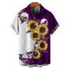 Chemise gothique à manches courtes et boutons pour homme, motif tête de mort et tournesol, couleur contrastée, style vacances - Concorde 3XL