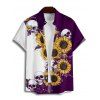Chemise gothique à manches courtes et boutons pour homme, motif tête de mort et tournesol, couleur contrastée, style vacances - Concorde 3XL