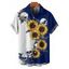Chemise gothique à manches courtes et boutons pour homme, motif tête de mort et tournesol, couleur contrastée, style vacances - Vert profond 5XL