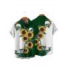 Gothic Couple Outfit Contrast Color Sunflower Skulls Pattern Ruched Bust Sweetheart Neck A Line Mini Dress and Button Up Shirt Holiday Matching Outfit - Vert profond S | US 4