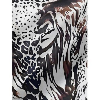 Vacation Couple Outfit Allover Animal Pattern Pocket Adjustable Spaghetti Strap A Line Long Tank Dress and Button Up Shirt Casual Matching Outfit