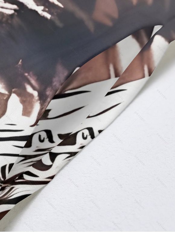 Robe de vacances à motif animalier avec poches et bretelles spaghetti réglables, coupe trapèze, longue et décontractée - Noir M | US 6