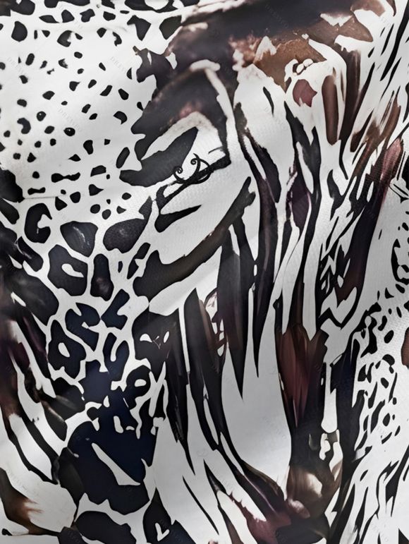 Robe de vacances à motif animalier avec poches et bretelles spaghetti réglables, coupe trapèze, longue et décontractée - Noir M | US 6