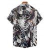 Chemise de vacances à motif animalier pour homme, boutonnée, retroussée, manches courtes, décontractée - multicolor 5XL