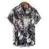 Chemise de vacances à motif animalier pour homme, boutonnée, retroussée, manches courtes, décontractée - multicolor 5XL