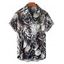 Chemise de vacances à motif animalier pour homme, boutonnée, retroussée, manches courtes, décontractée - multicolor 5XL