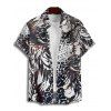 Chemise de vacances à motif animalier pour homme, boutonnée, retroussée, manches courtes, décontractée - multicolor 5XL