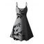 Robe de vacances à motif de feuilles colorblock, bretelles spaghetti, col en V, coupe trapèze, mini-robe débardeur décontractée - Noir XXXXXL | US 20