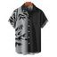 Chemise de vacances à motif de feuilles colorblock pour homme, chemise décontractée à manches courtes et boutonnée et retroussable - Noir 5XL