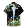 Chemise de vacances à manches courtes et boutons pour homme, motif papillon, champignon, herbe, plage - Noir 5XL
