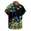 Chemise de vacances à manches courtes et boutons pour homme, motif papillon, champignon, herbe, plage - Noir 5XL
