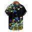 Chemise de vacances à manches courtes et boutons pour homme, motif papillon, champignon, herbe, plage - Noir 5XL