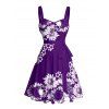 Robe de vacances à motif de marguerites, buste froncé, ceinture, col en cœur, mini-robe décontractée trapèze - Concorde XXXXXL | US 20