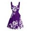 Robe de vacances à motif de marguerites, buste froncé, ceinture, col en cœur, mini-robe décontractée trapèze - Concorde XXXXXL | US 20