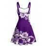 Robe de vacances à motif de marguerites, buste froncé, ceinture, col en cœur, mini-robe décontractée trapèze - Concorde XXXXXL | US 20