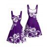 Robe de vacances à motif de marguerites, buste froncé, ceinture, col en cœur, mini-robe décontractée trapèze - Concorde XXXXXL | US 20
