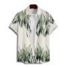 Chemise de vacances à motif feuilles pour homme, boutonnée, retroussée, manches courtes, décontractée - Vert 5XL