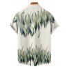 Chemise de vacances à motif feuilles pour homme, boutonnée, retroussée, manches courtes, décontractée - Vert 5XL