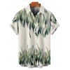 Chemise de vacances à motif feuilles pour homme, boutonnée, retroussée, manches courtes, décontractée - Vert 5XL