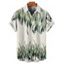 Chemise de vacances à motif feuilles pour homme, boutonnée, retroussée, manches courtes, décontractée - Vert 5XL