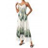 Robe de vacances à motif de feuilles avec poches et bretelles spaghetti réglables, coupe trapèze, longue et décontractée - Vert XXL | US 14