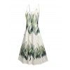 Robe de vacances à motif de feuilles avec poches et bretelles spaghetti réglables, coupe trapèze, longue et décontractée - Vert XXL | US 14