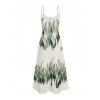 Robe de vacances à motif de feuilles avec poches et bretelles spaghetti réglables, coupe trapèze, longue et décontractée - Vert XXL | US 14