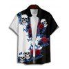 Gothic Couple Outfit Monochrome Flower Leaf Skulls Pattern Ruched Bust Belt Sweetheart Neck Dress and Button Up Shirt Holiday Matching Outfit - Noir S | US 4