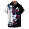 Gothic Couple Outfit Monochrome Flower Leaf Skulls Pattern Ruched Bust Belt Sweetheart Neck Dress and Button Up Shirt Holiday Matching Outfit - Noir S | US 4