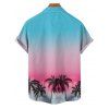 Chemise de vacances ombrée à motif cocotier pour homme, boutonnée, retroussée, manches courtes, pour la plage - multicolor 5XL