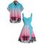 Vacation Couple Outfit Coconut Tree Pattern Ombre Ruched Bust Belt Sweetheart Neck A Line Mini Dress and Button Up Shirt Beach Matching Outfit - multicolor S | US 4