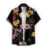 Vacation Couple Outfit Colored Flower Pattern Colorblock Ruched Bust Belt Sweetheart Neck A Line Mini Dress and Button Up Shirt Casual Matching Outfit - Jaune S | US 4