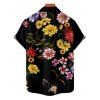 Vacation Couple Outfit Colored Flower Pattern Colorblock Ruched Bust Belt Sweetheart Neck A Line Mini Dress and Button Up Shirt Casual Matching Outfit - Jaune S | US 4