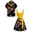 Vacation Couple Outfit Colored Flower Pattern Colorblock Ruched Bust Belt Sweetheart Neck A Line Mini Dress and Button Up Shirt Casual Matching Outfit - Jaune S | US 4