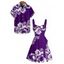Vacation Couple Outfit Daisy Flower Pattern Ruched Bust Belt Sweetheart Neck A Line Mini Dress and Button Up Shirt Casual Matching Outfit - Concorde S | US 4