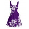 Vacation Couple Outfit Daisy Flower Pattern Ruched Bust Belt Sweetheart Neck A Line Mini Dress and Button Up Shirt Casual Matching Outfit - Concorde S | US 4