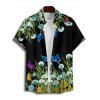 Vacation Couple Outfit Butterfly Mushroom Grass Pattern Ruched Bust Belt Sweetheart Neck A Line Mini Dress and Button Up Shirt Beach Matching Outfit - Noir S | US 4