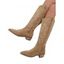 Leaf Pattern Zipper Up Pointed Toe Chunky Heels Trendy Mid Calf Boots - Rose clair EU 42