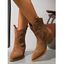 Pattern Slip On Pointed Toe Chunky Heels Vintage Boots - café EU 42